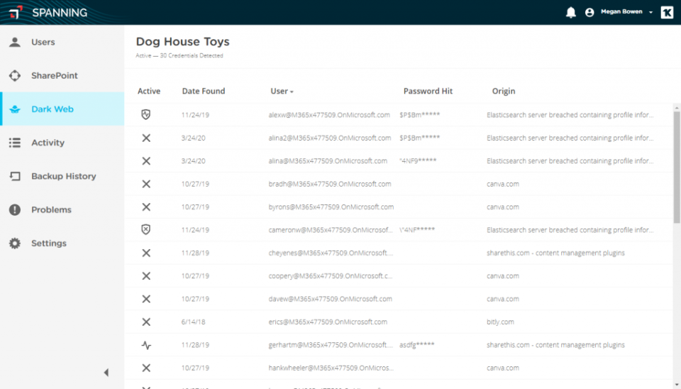 screenshot of Spanning