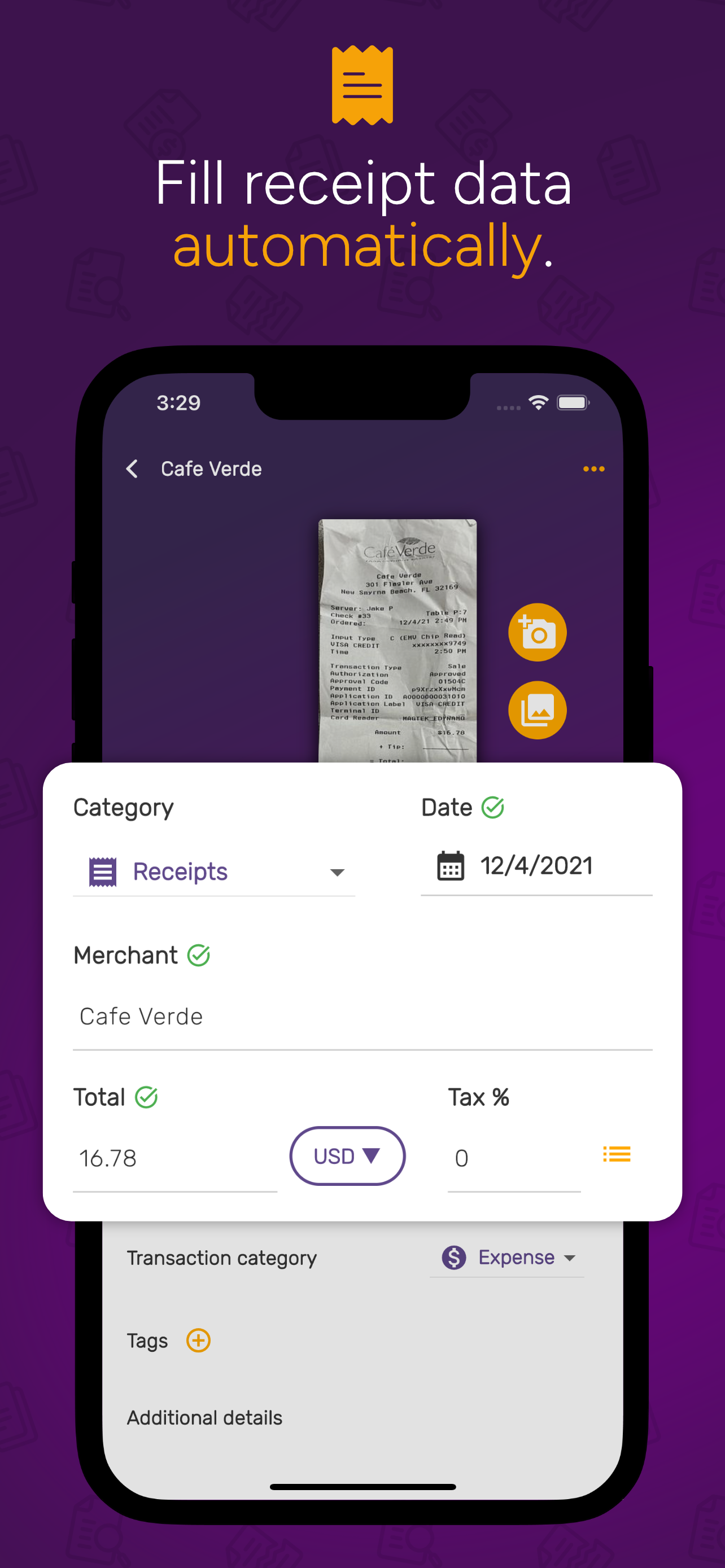 screenshot of SparkReceipt