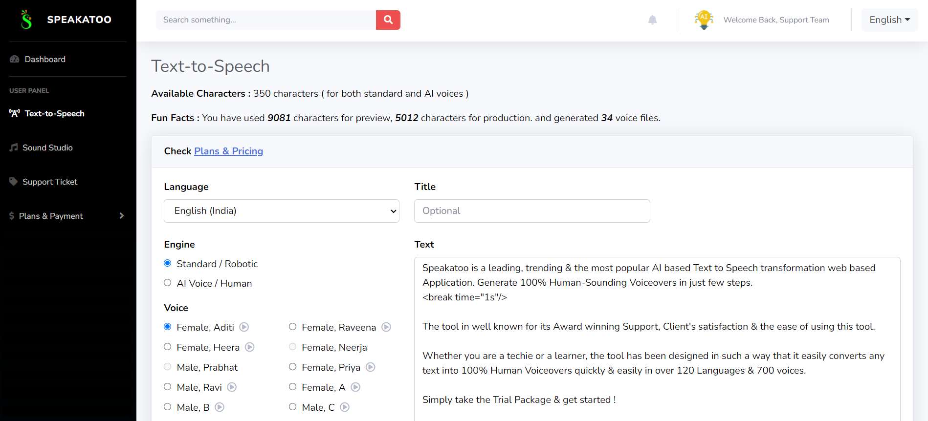 screenshot of Speakatoo