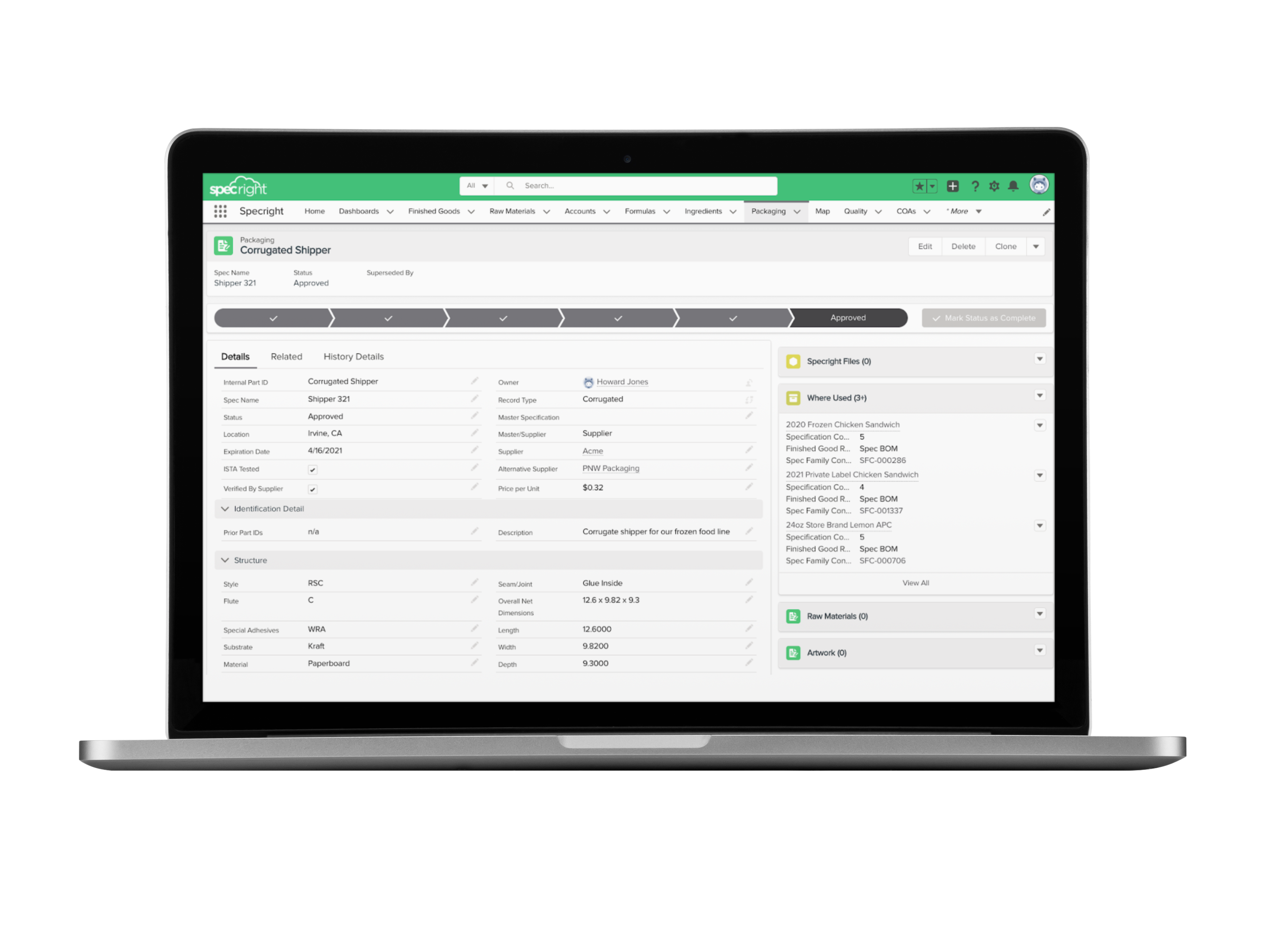 screenshot of Specright