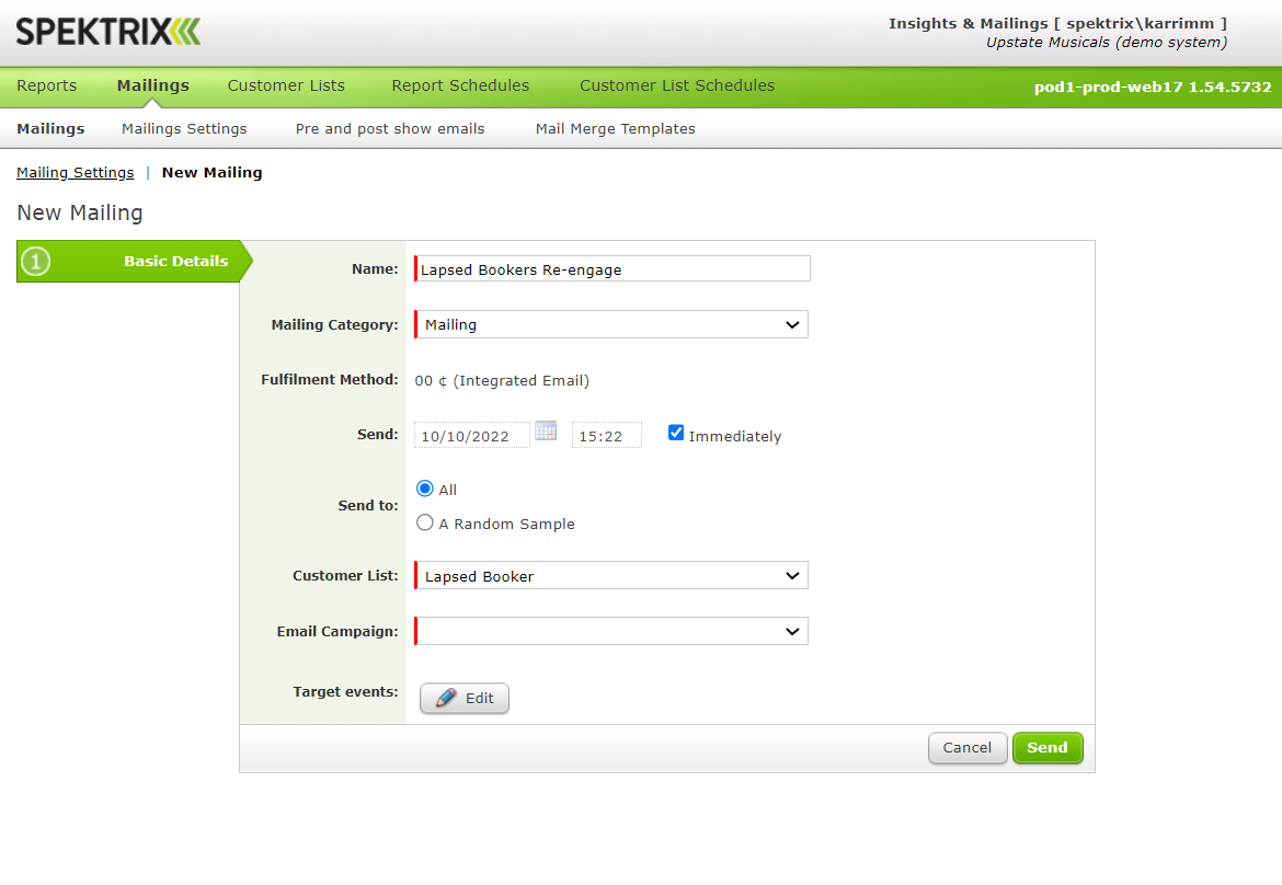 screenshot of Spektrix
