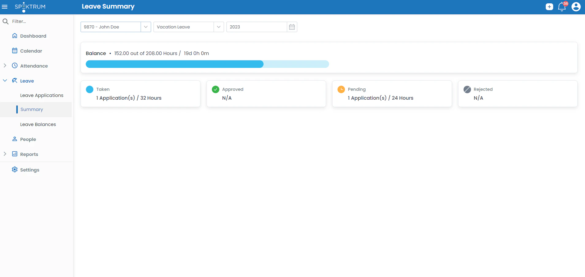 screenshot of Spektrum