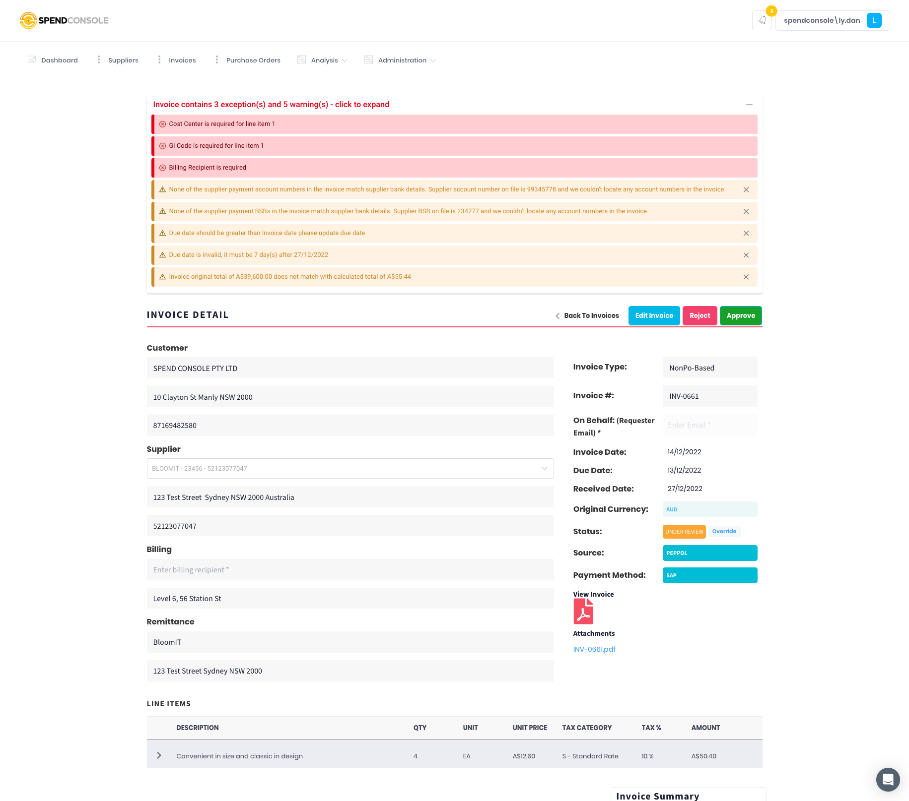 screenshot of SpendConsole
