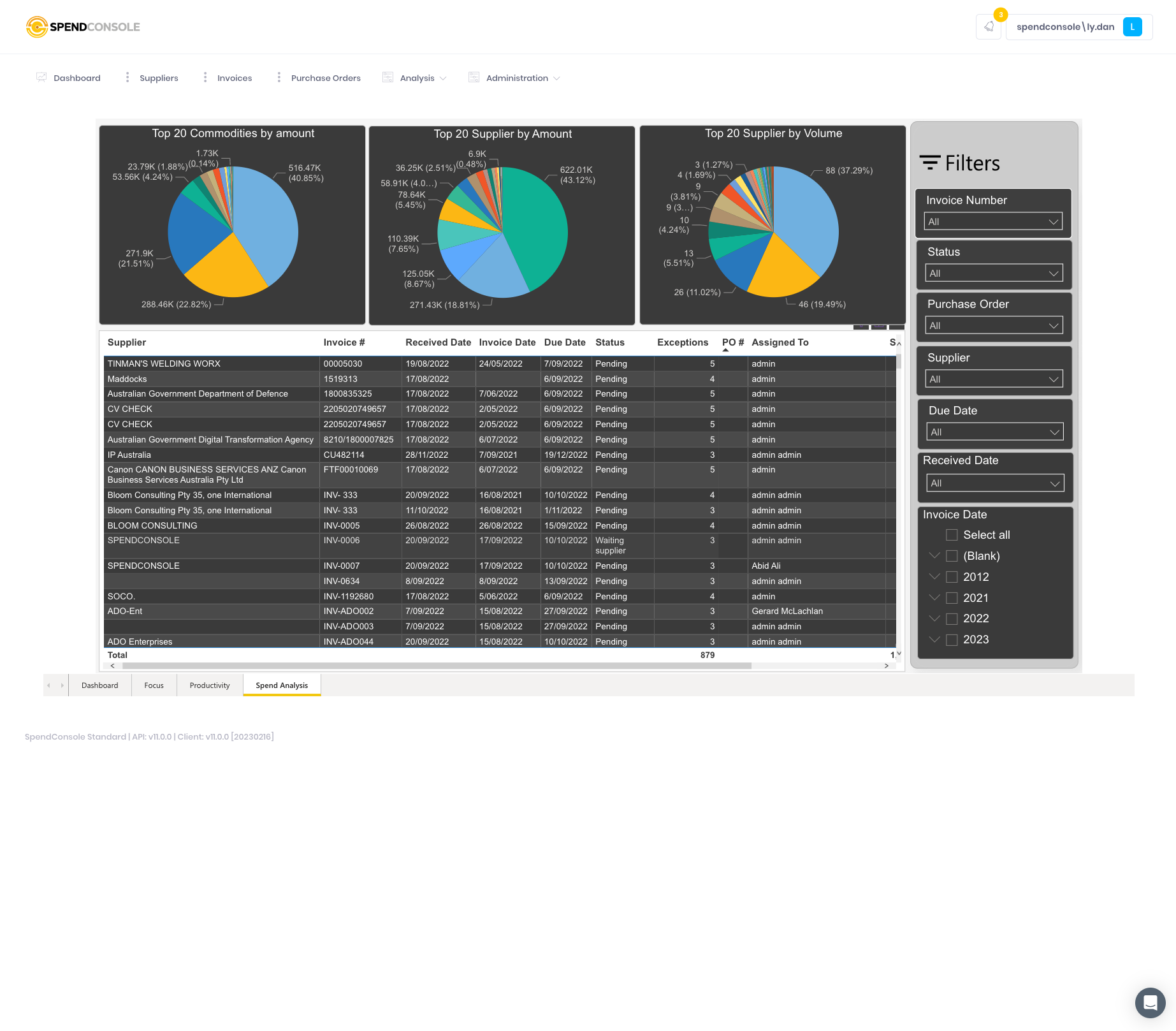 screenshot of SpendConsole