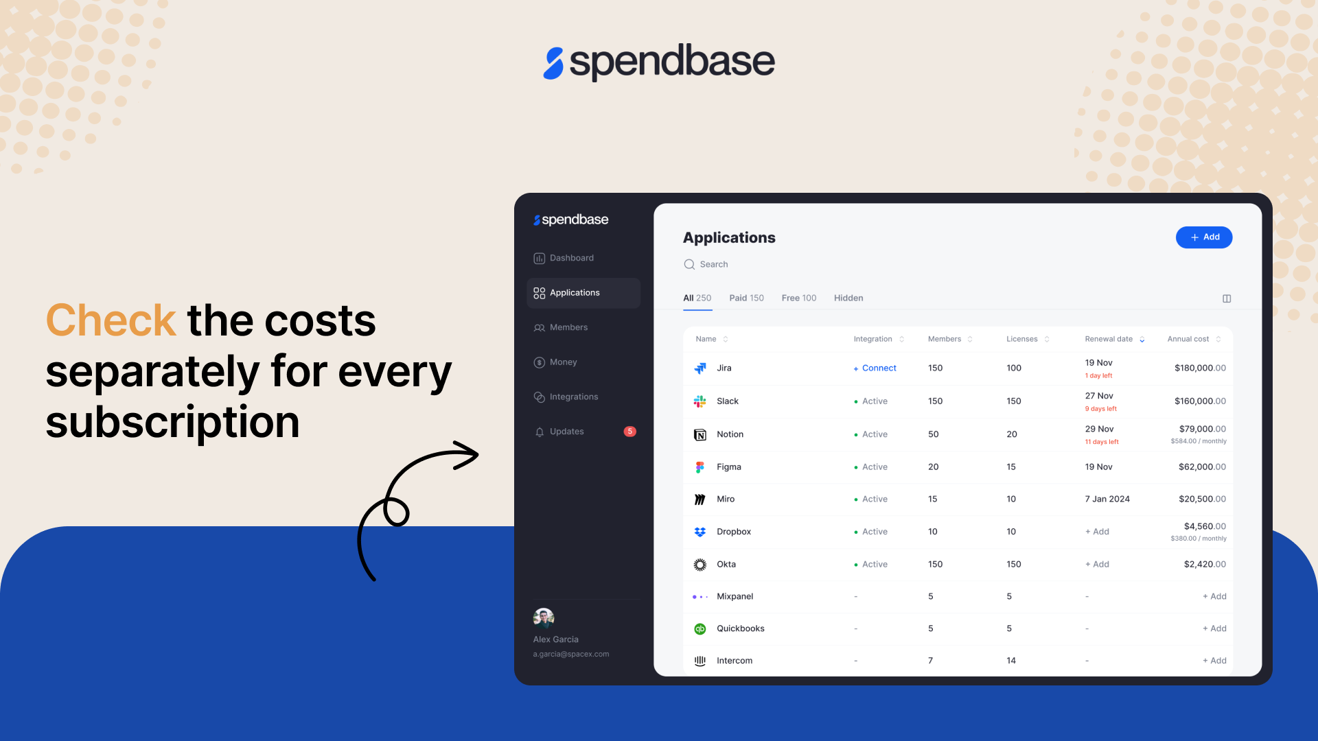 screenshot of Spendbase