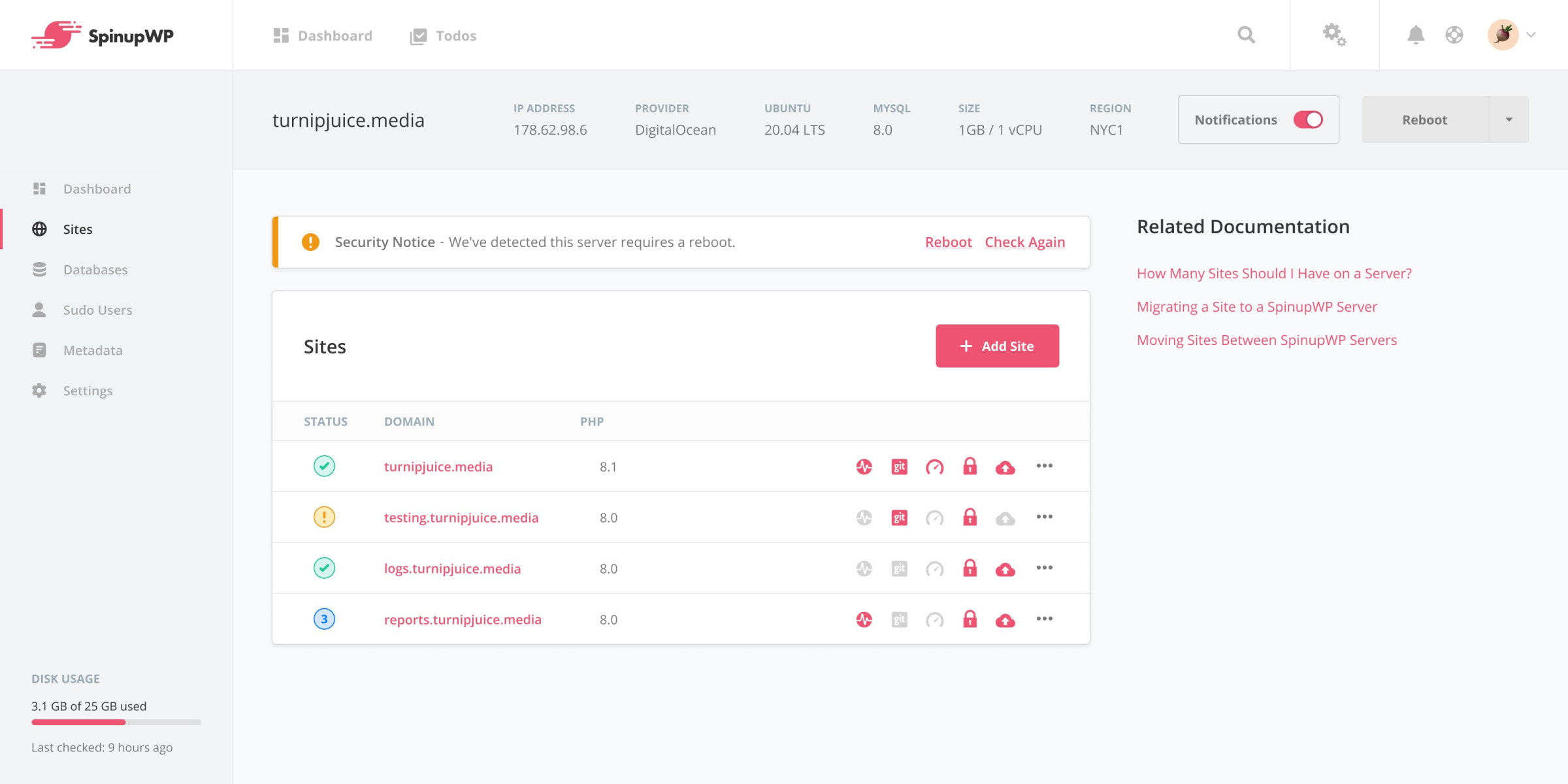 screenshot of SpinupWP