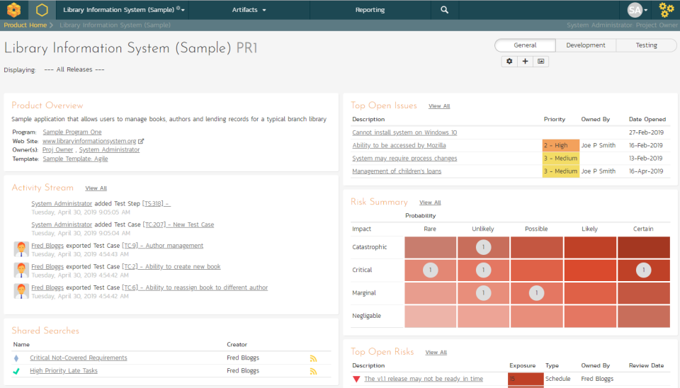 screenshot of SpiraPlan