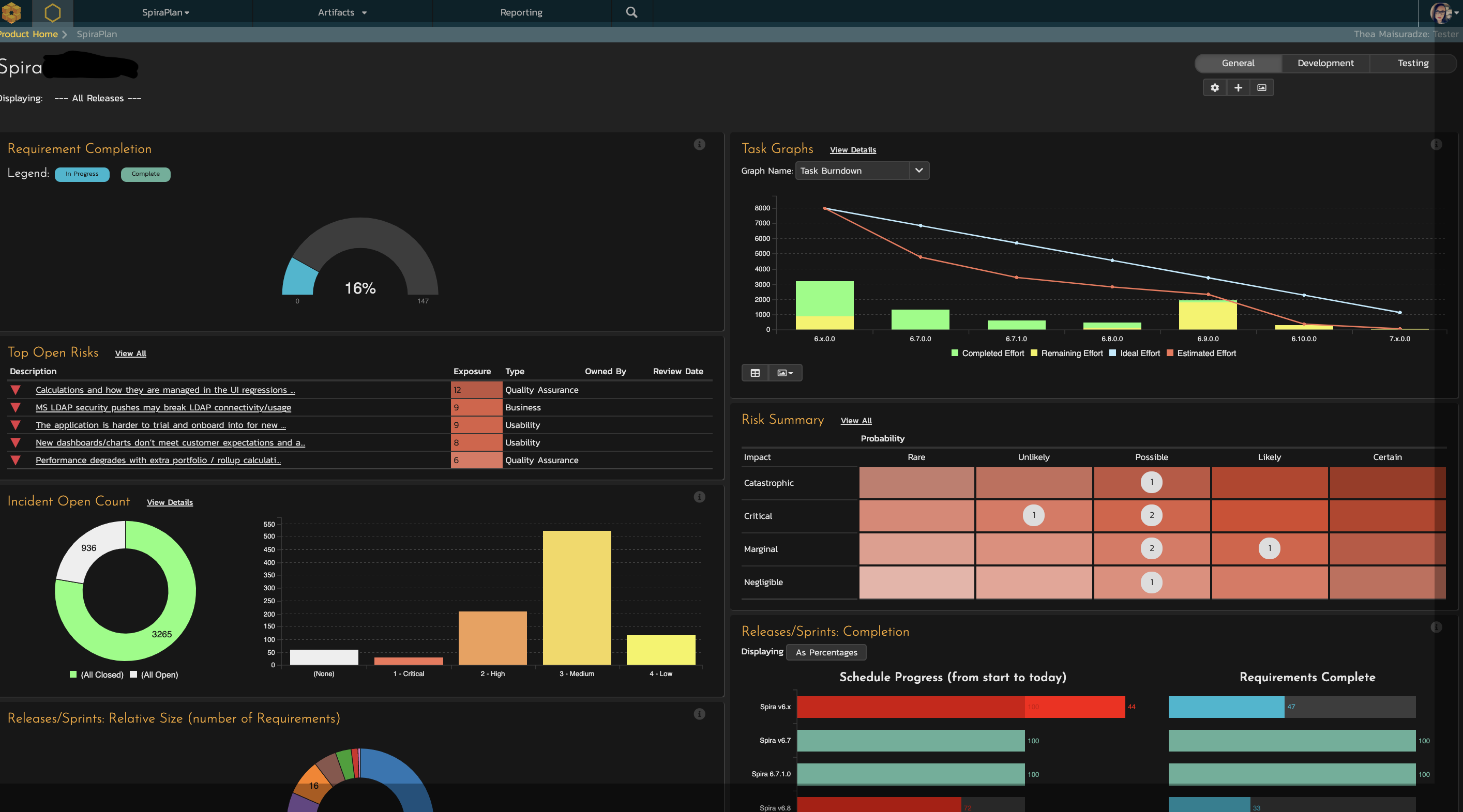 screenshot of SpiraTeam