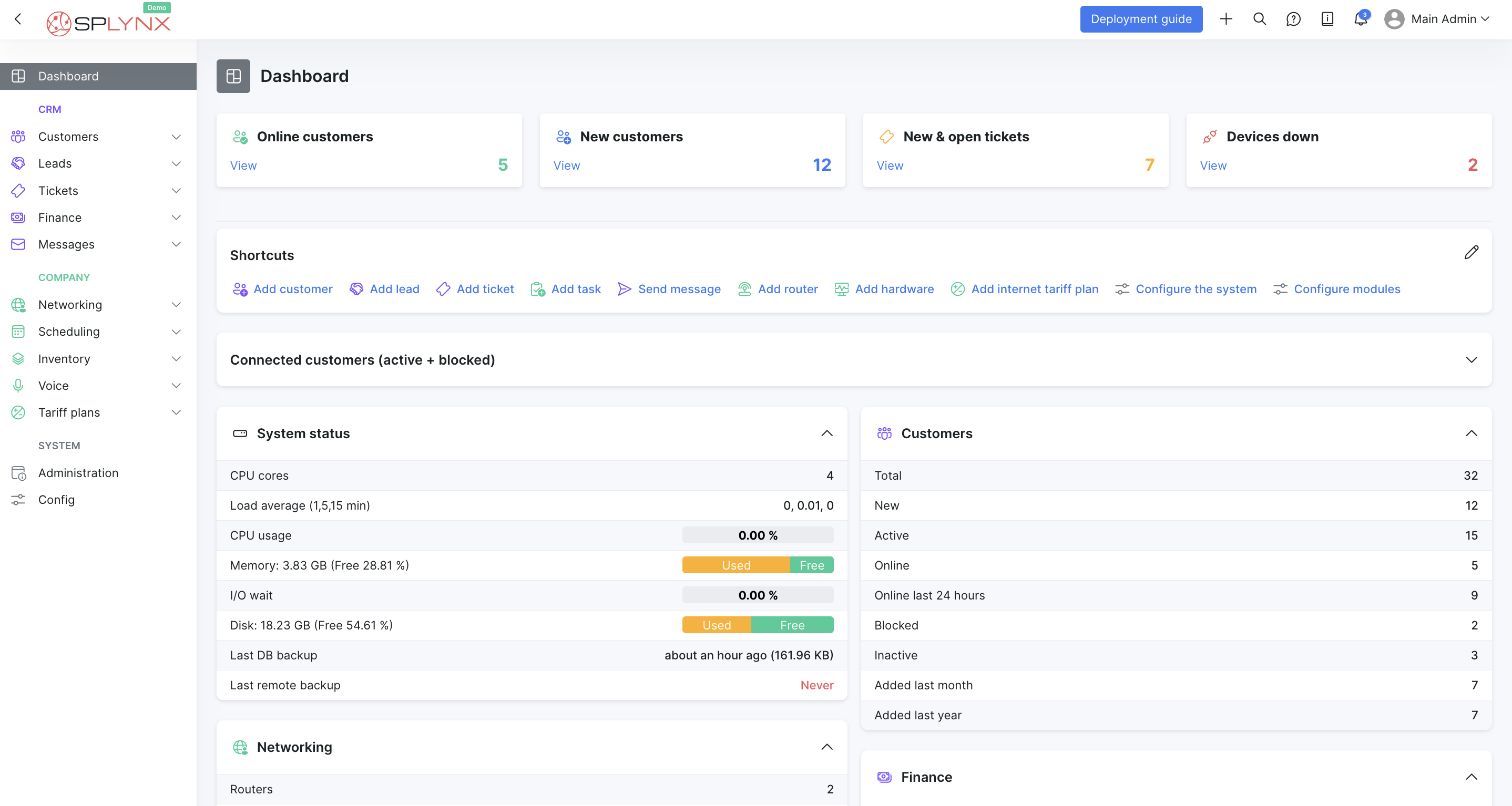 screenshot of Splynx