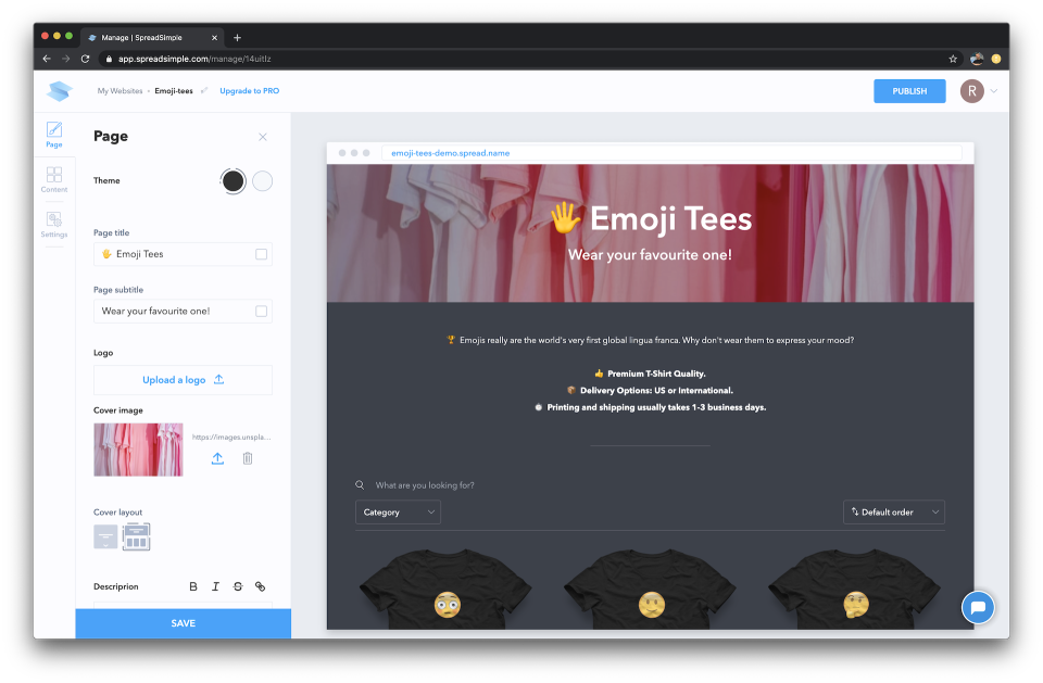 screenshot of SpreadSimple