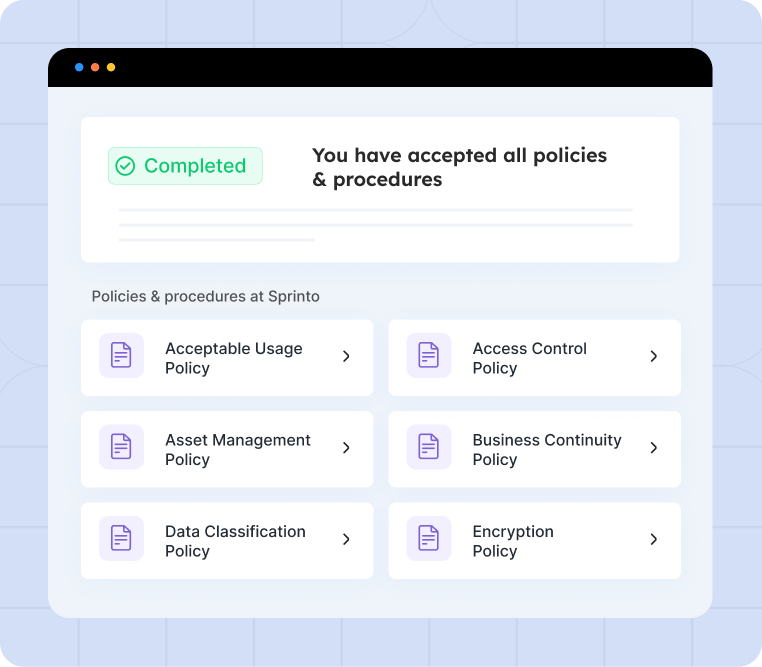 screenshot of Sprinto