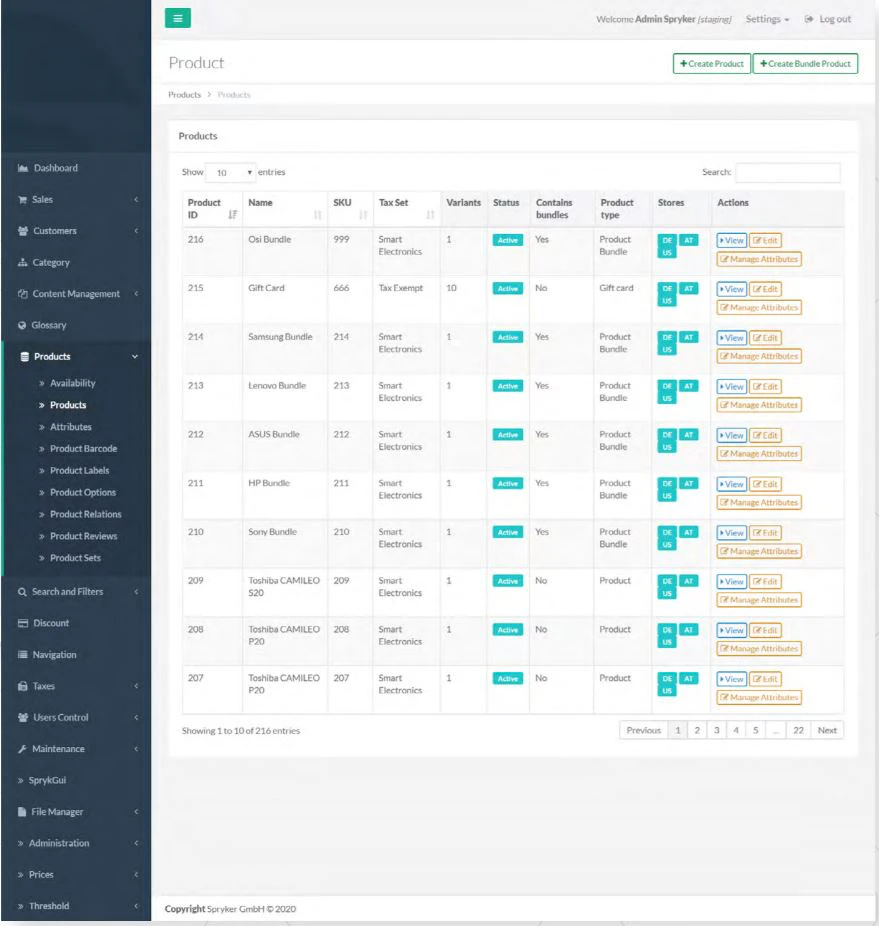 screenshot of Spryker