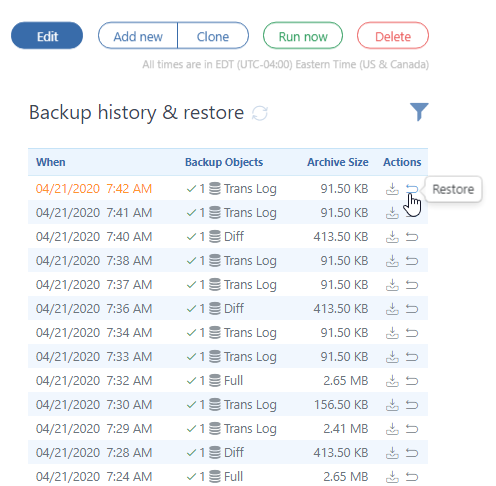 screenshot of SqlBak