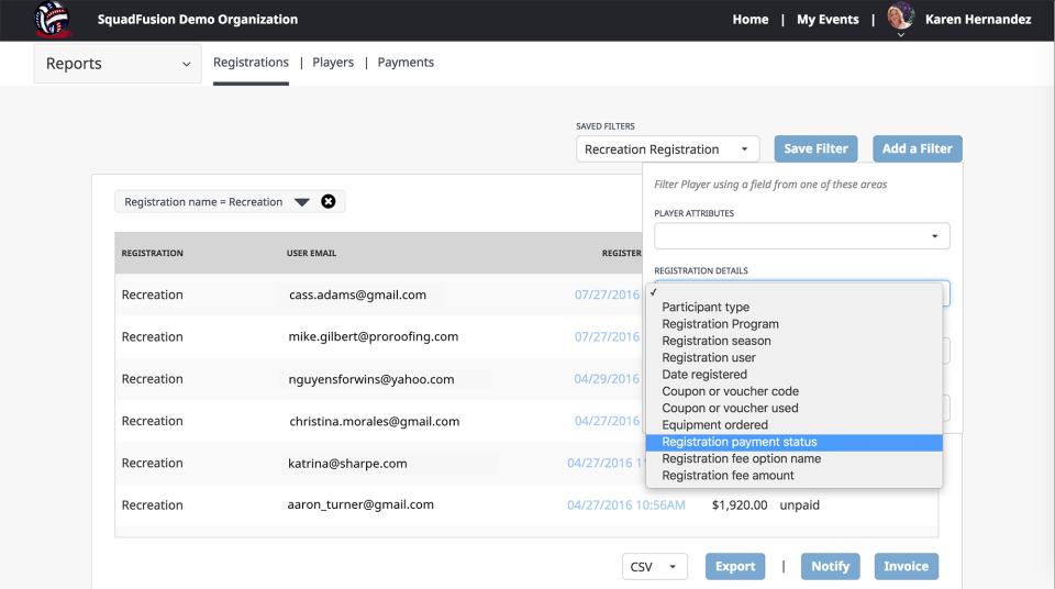 screenshot of SquadFusion