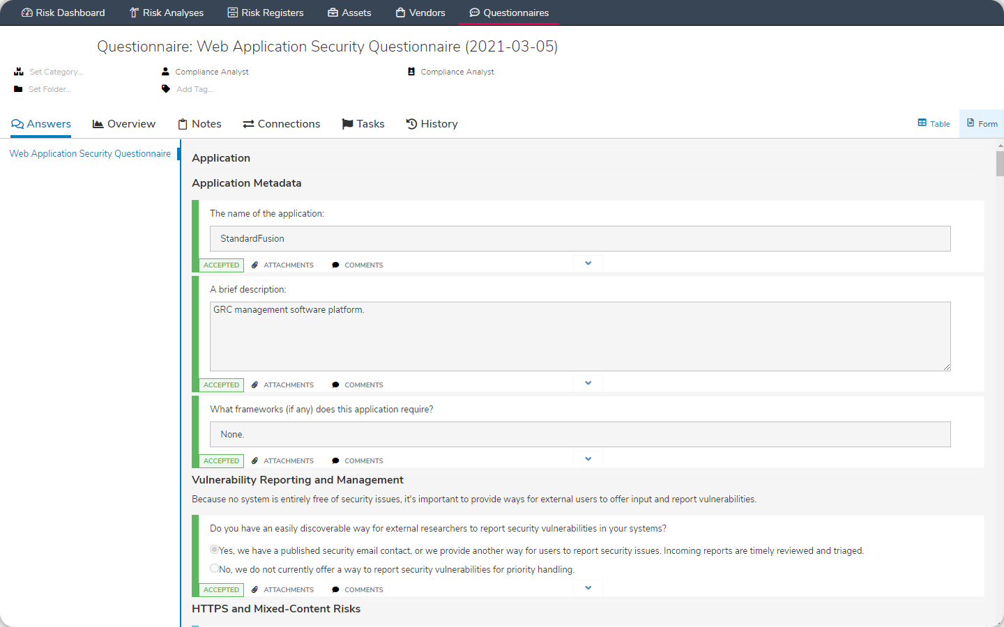 screenshot of StandardFusion