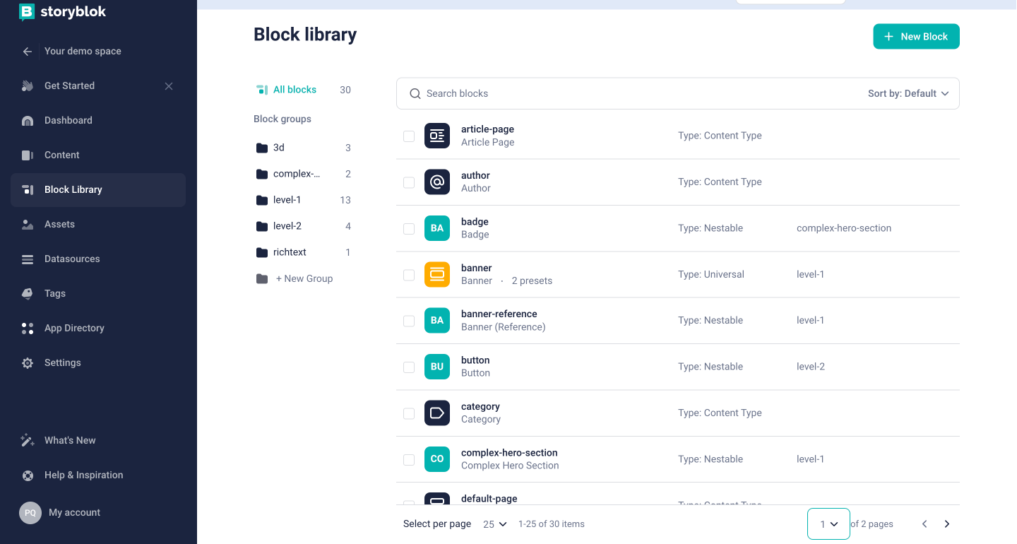 screenshot of Storyblok