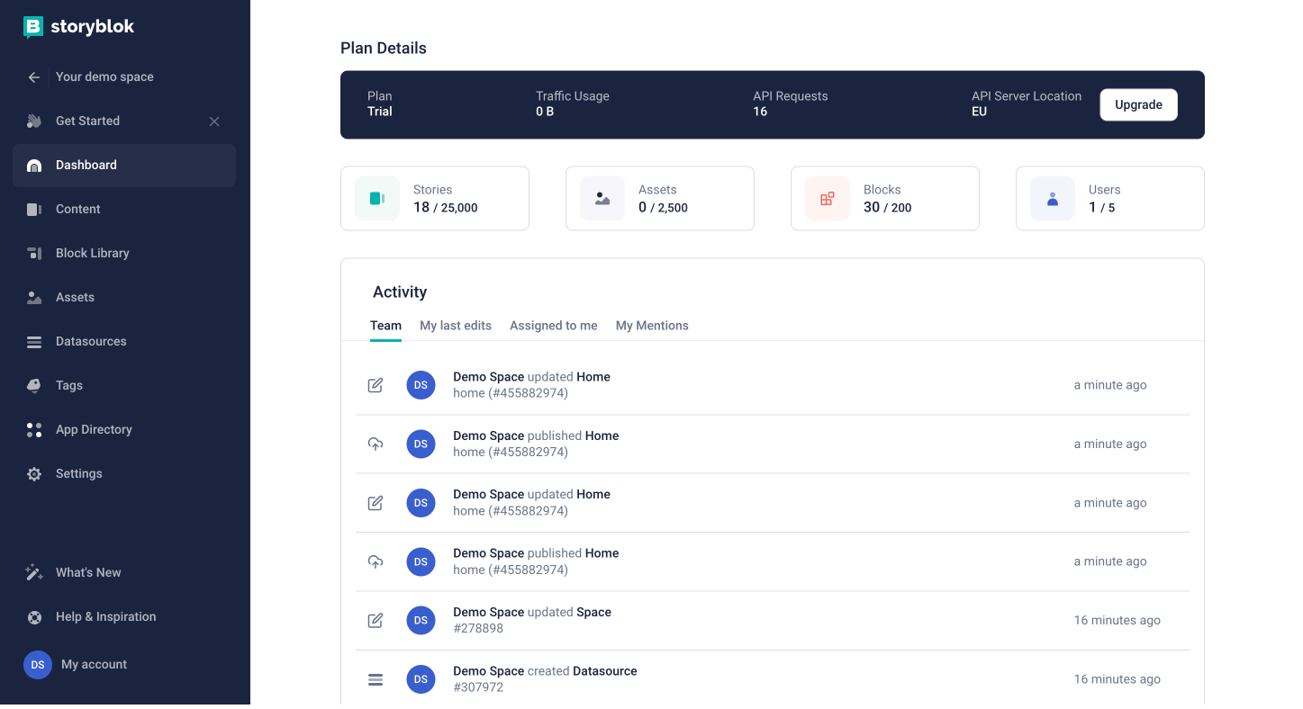 screenshot of Storyblok