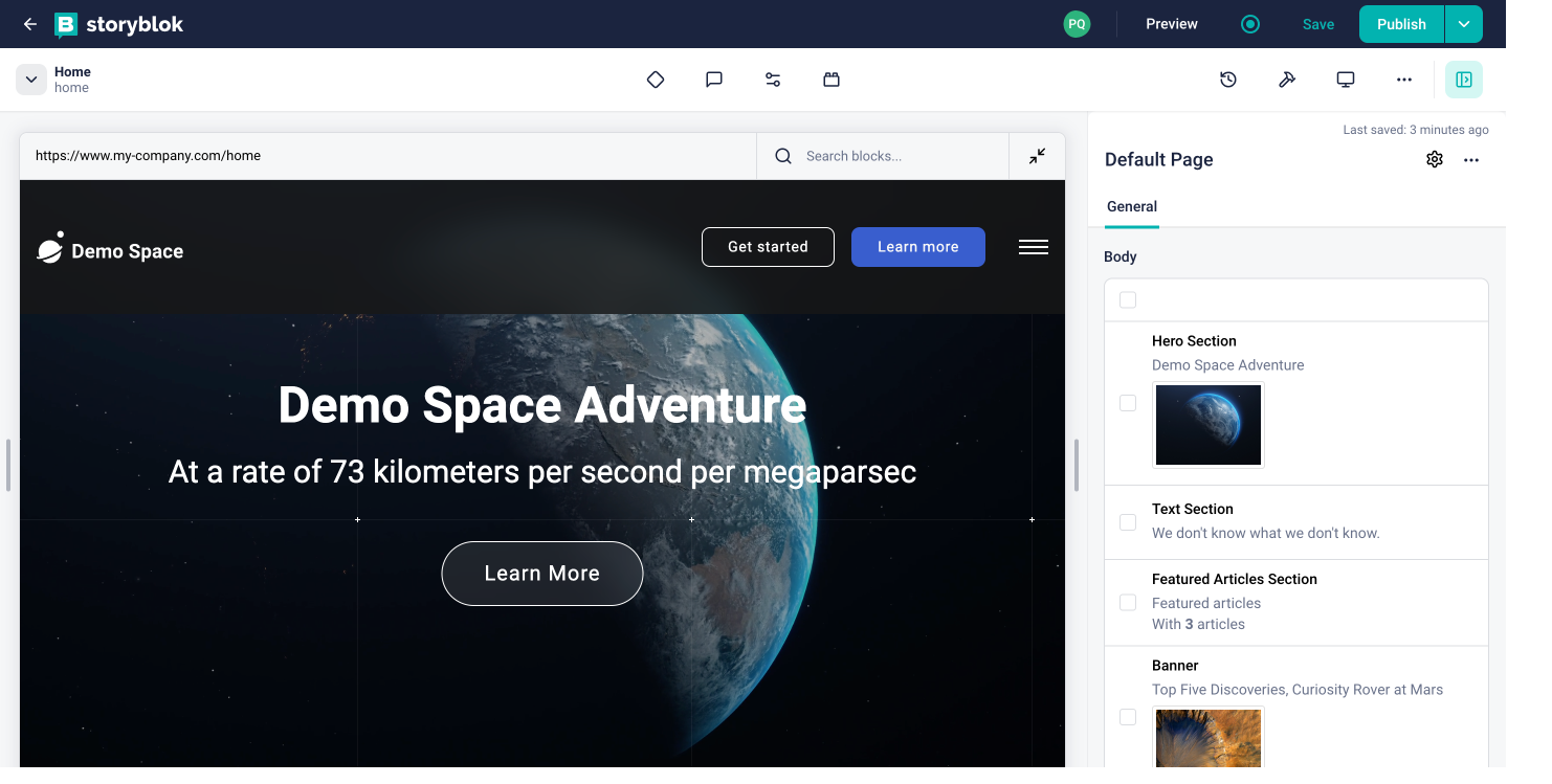 screenshot of Storyblok