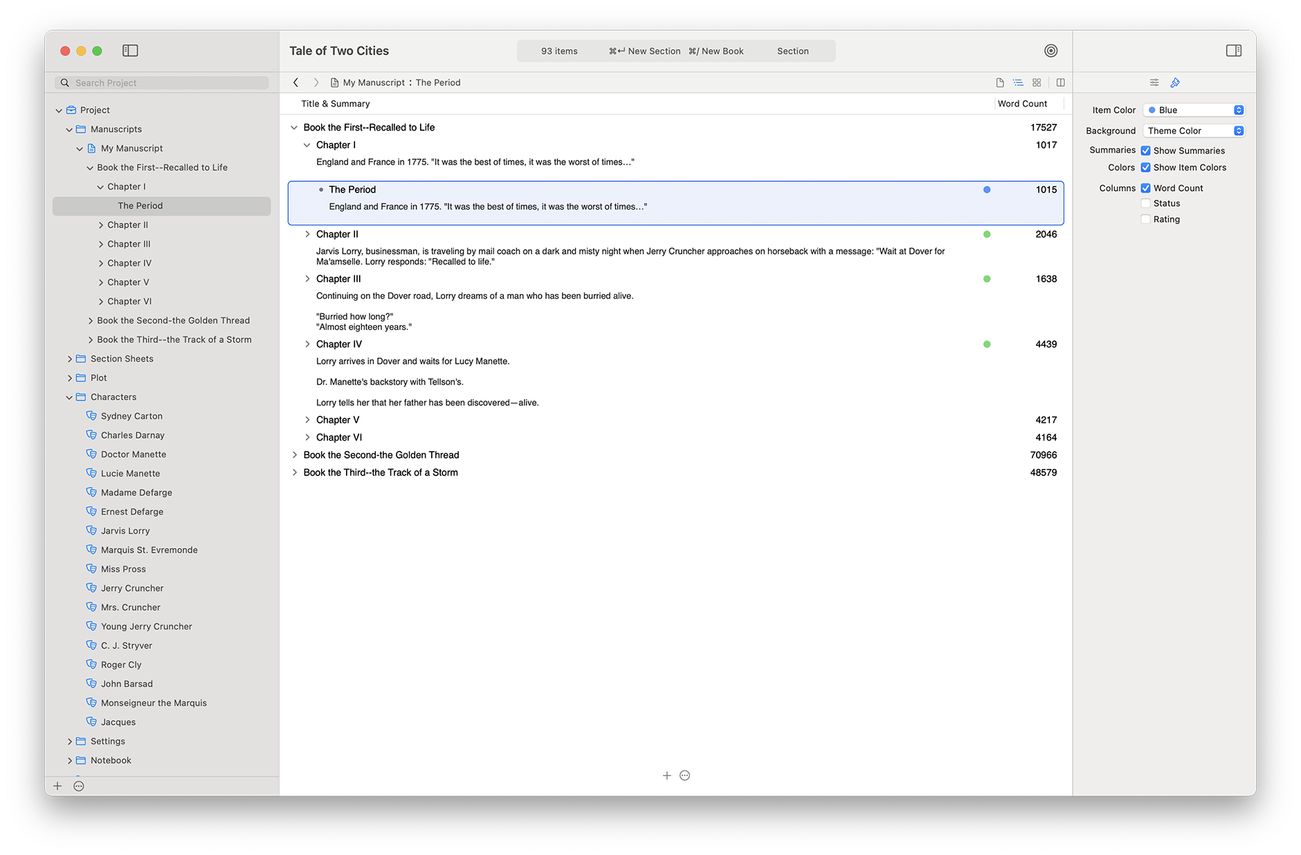 screenshot of Storyist
