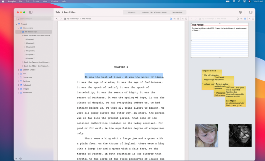 screenshot of Storyist