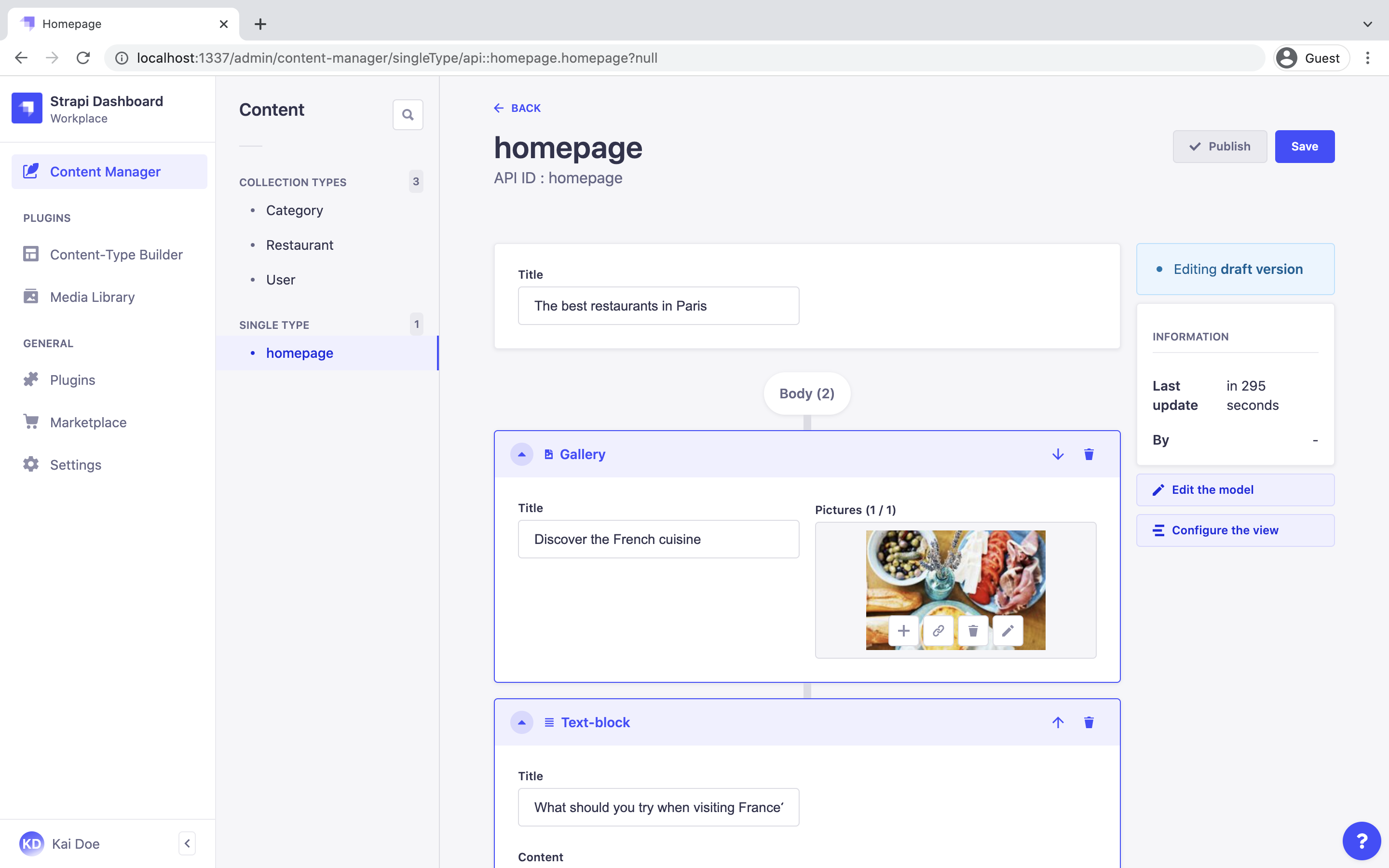 screenshot of Strapi