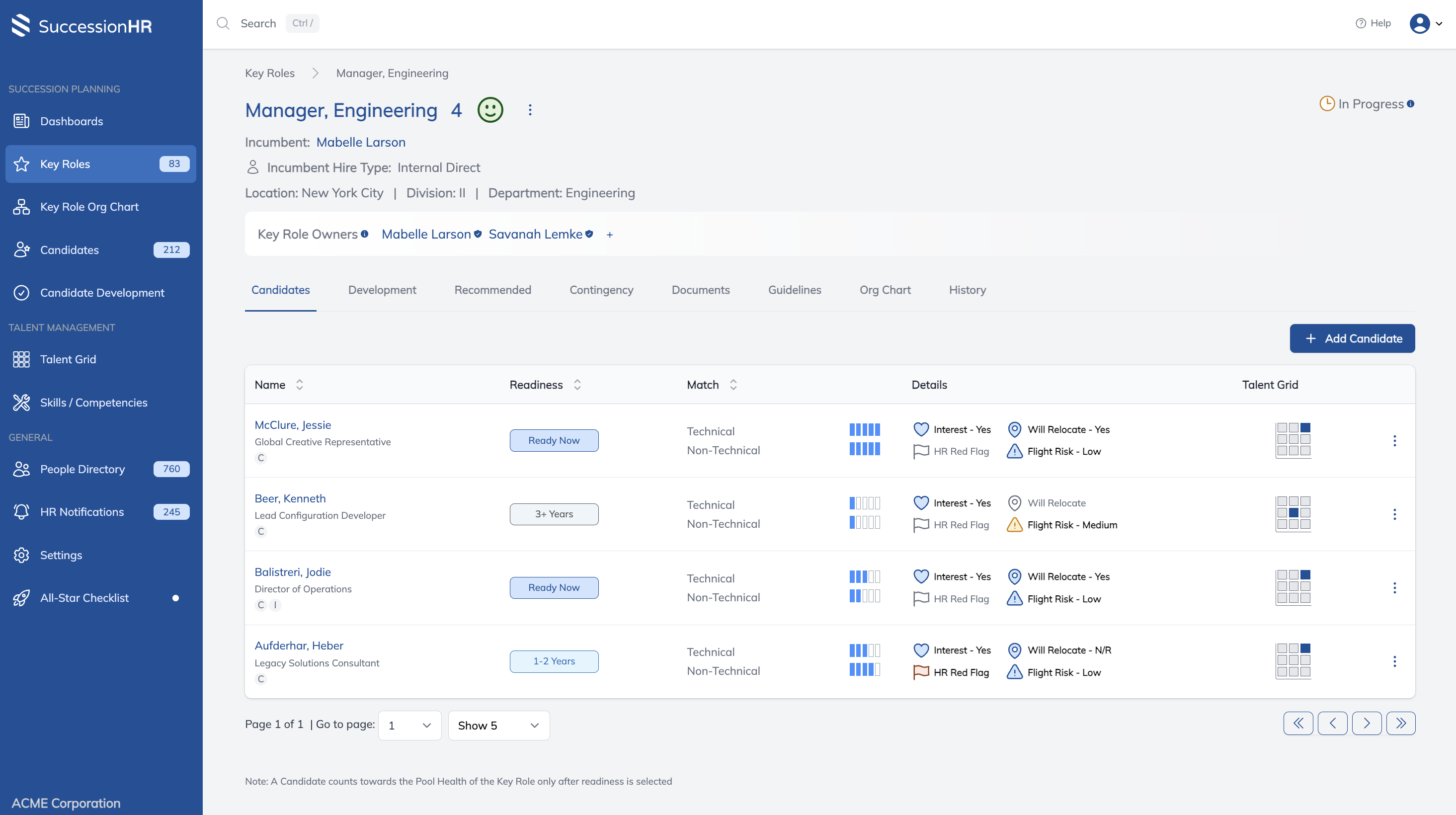 screenshot of SuccessionHR