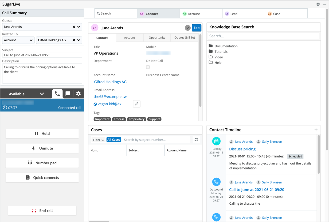 screenshot of SugarCRM