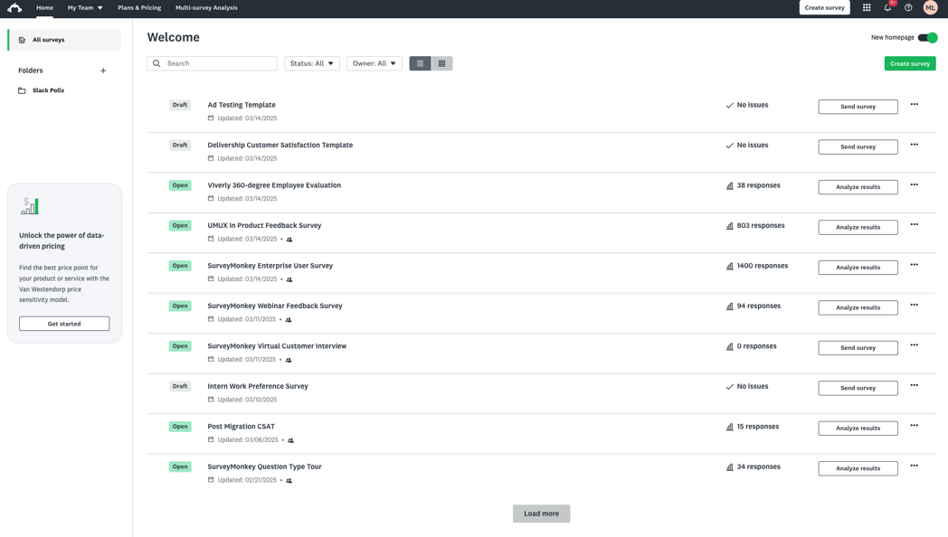 screenshot of SurveyMonkey