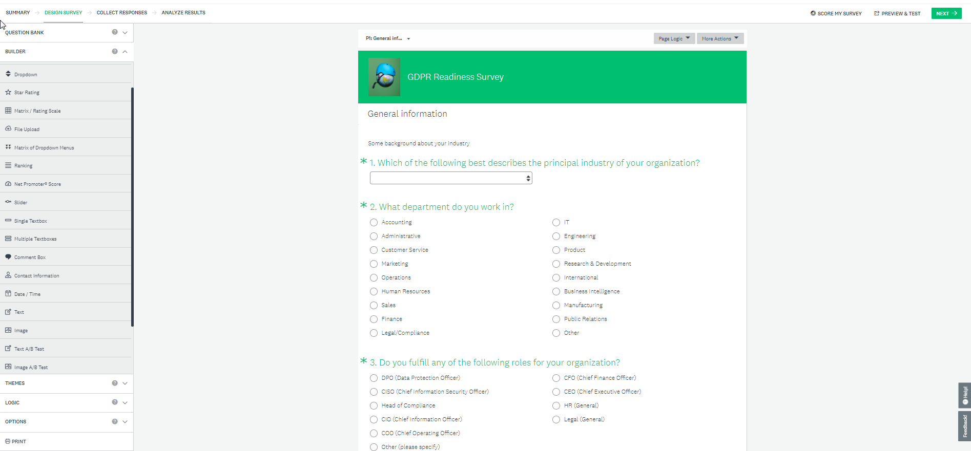 screenshot of SurveyMonkey