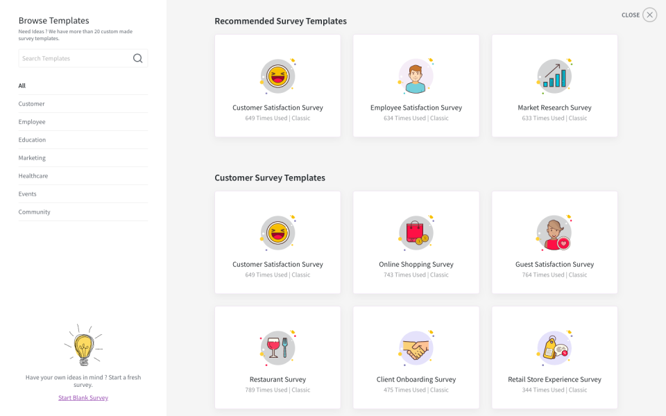 screenshot of SurveySparrow