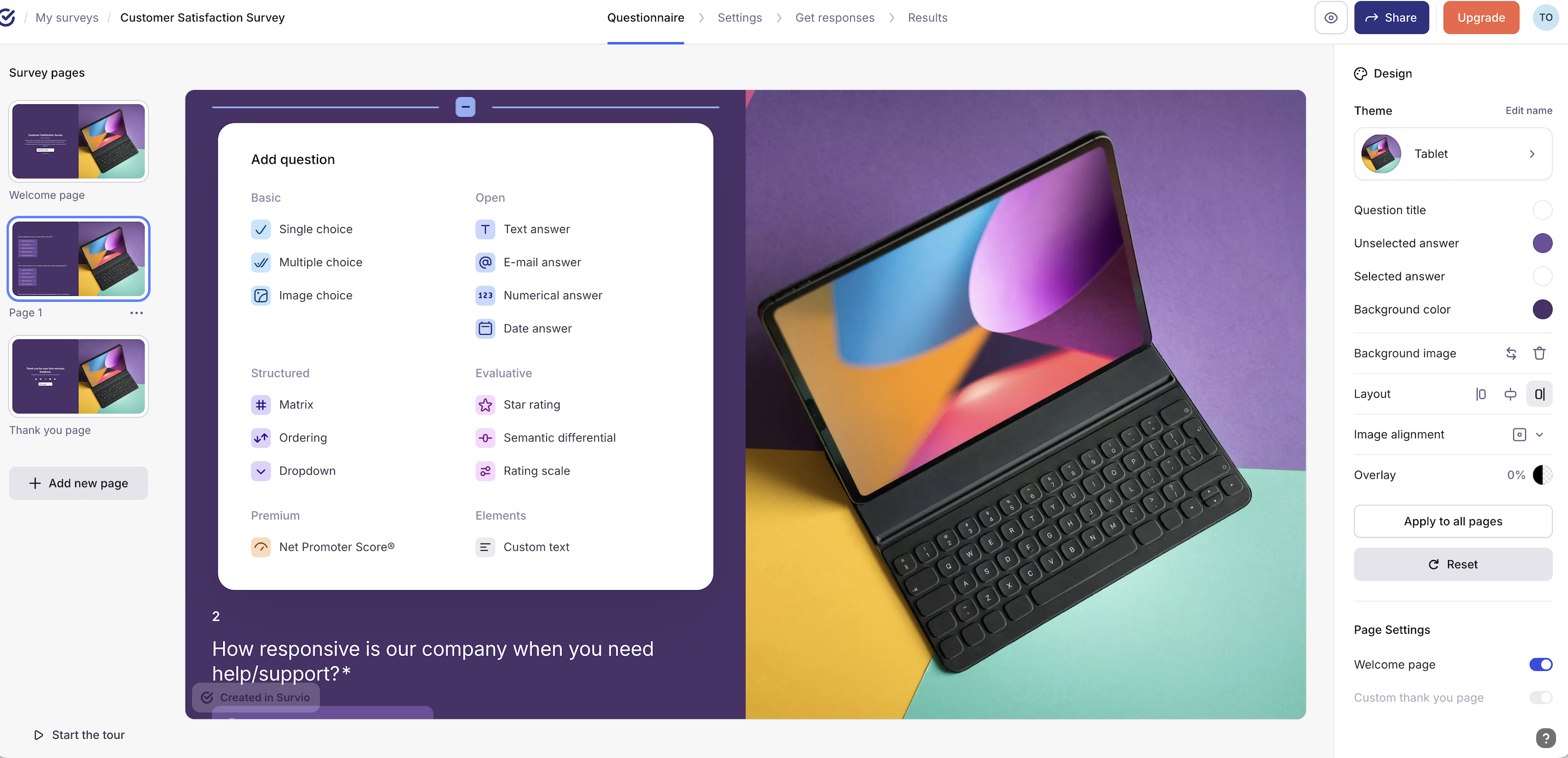 screenshot of Survio