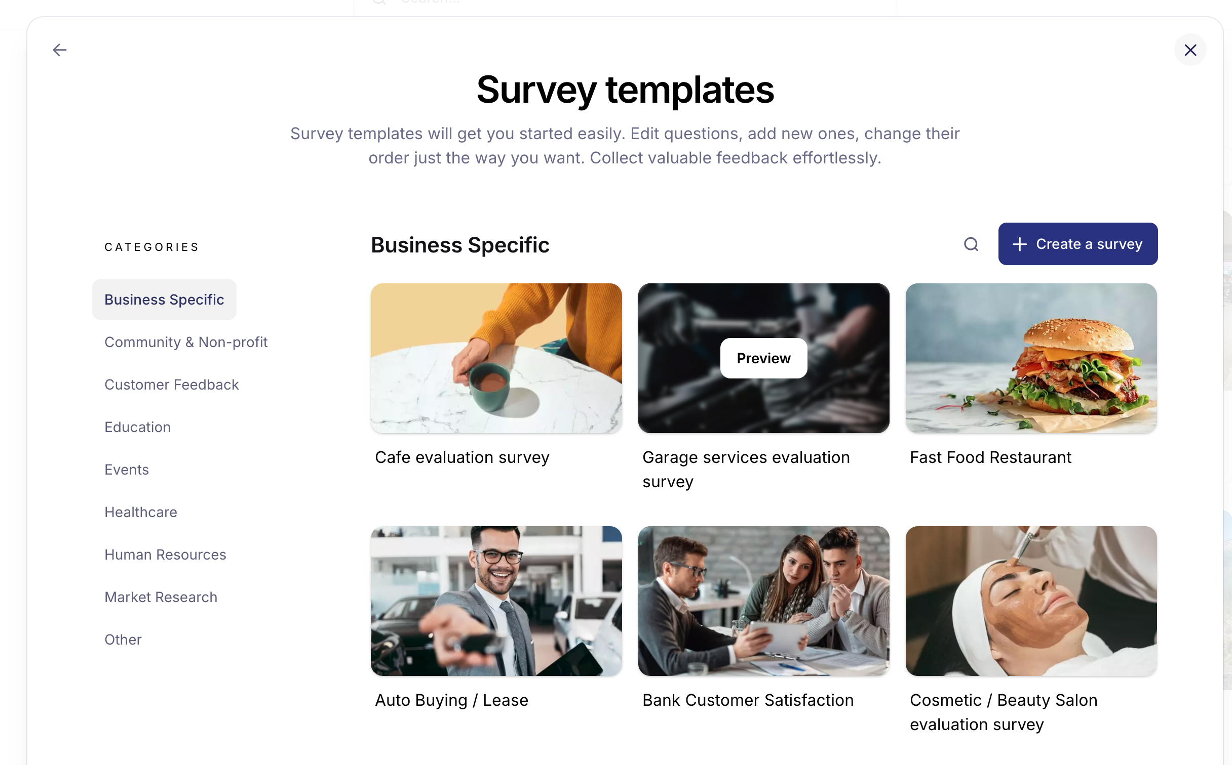 screenshot of Survio