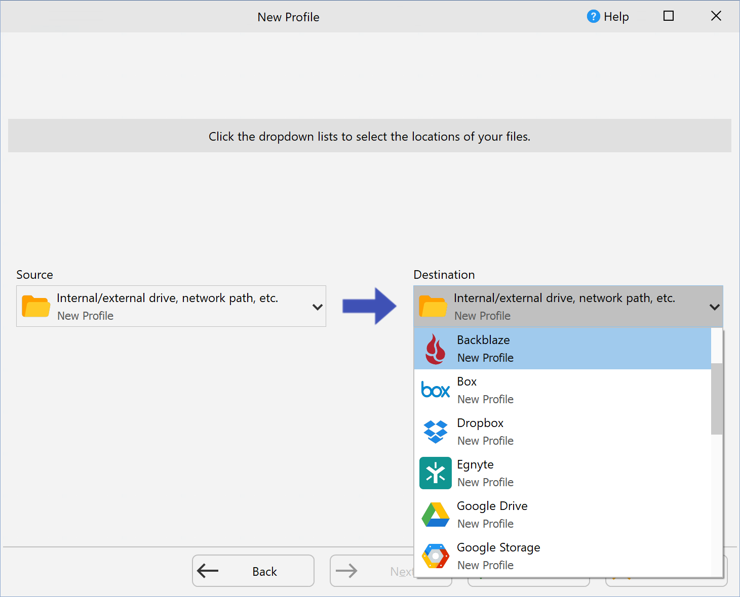 screenshot of SyncBackPro