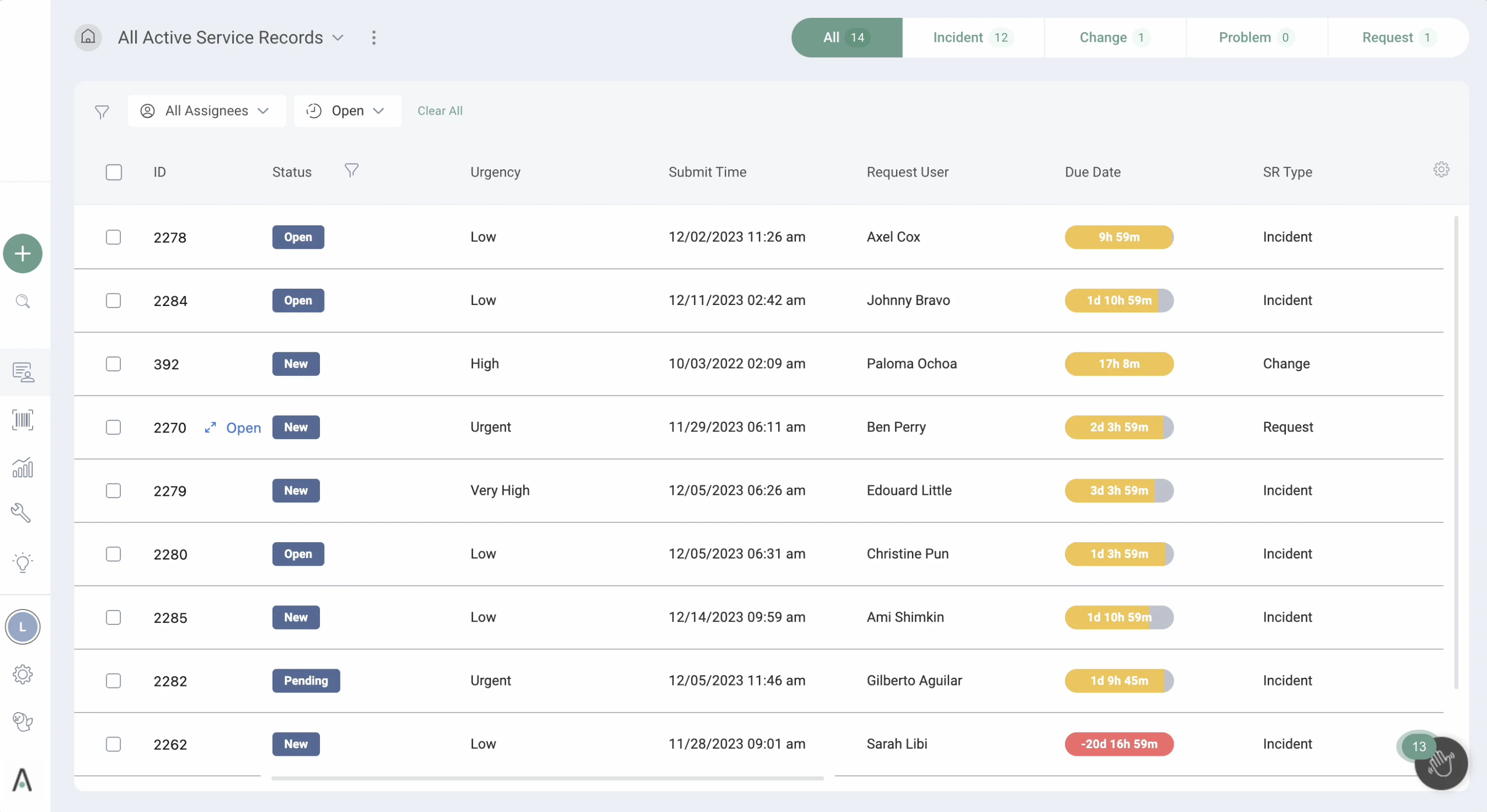 screenshot of SysAid