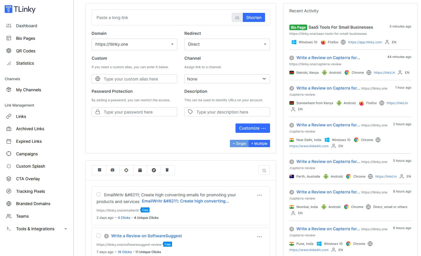 screenshot of TLinky