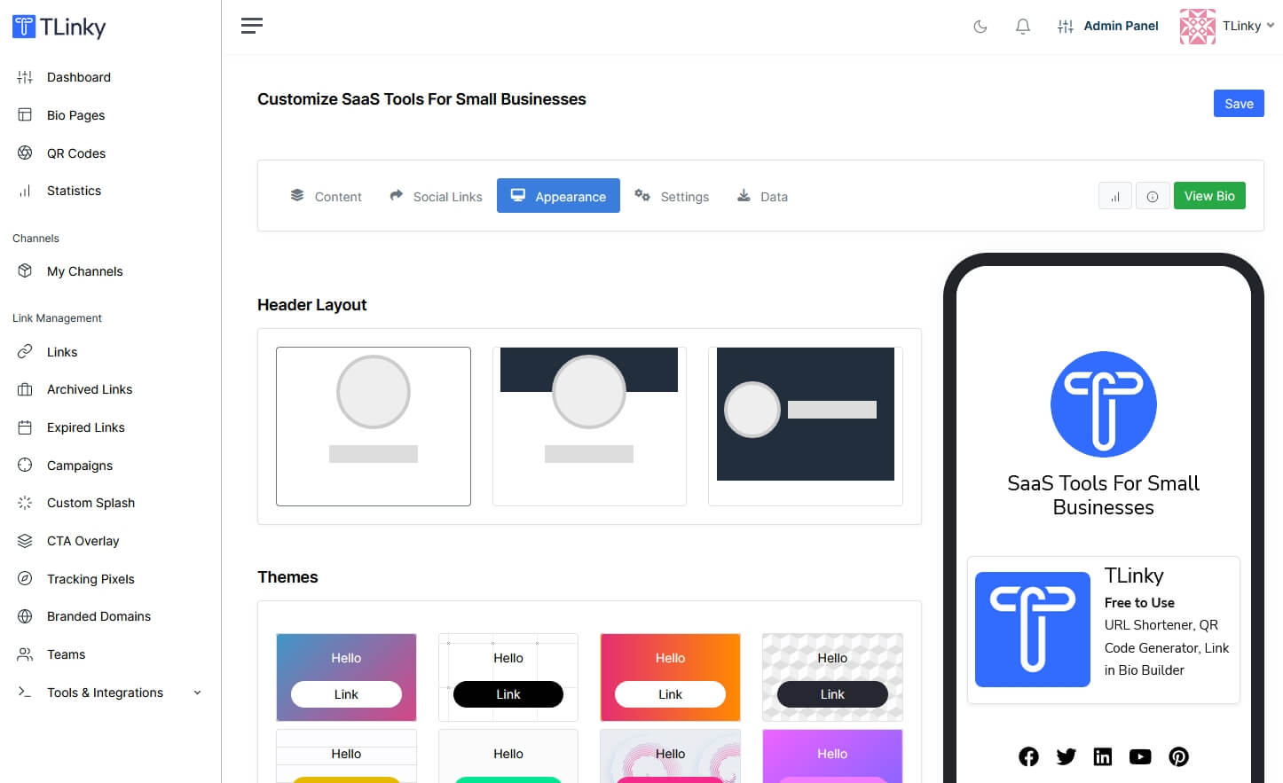 screenshot of TLinky