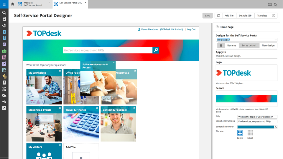 screenshot of TOPdesk