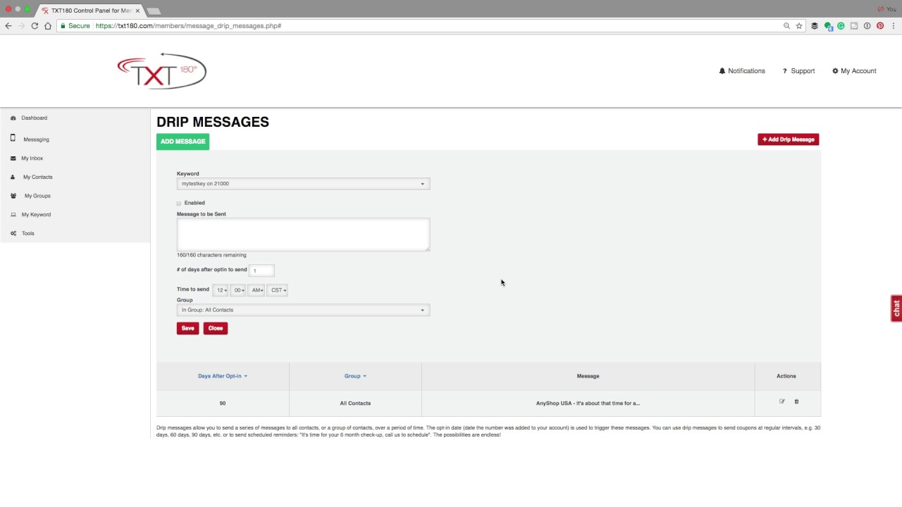 screenshot of TXT180