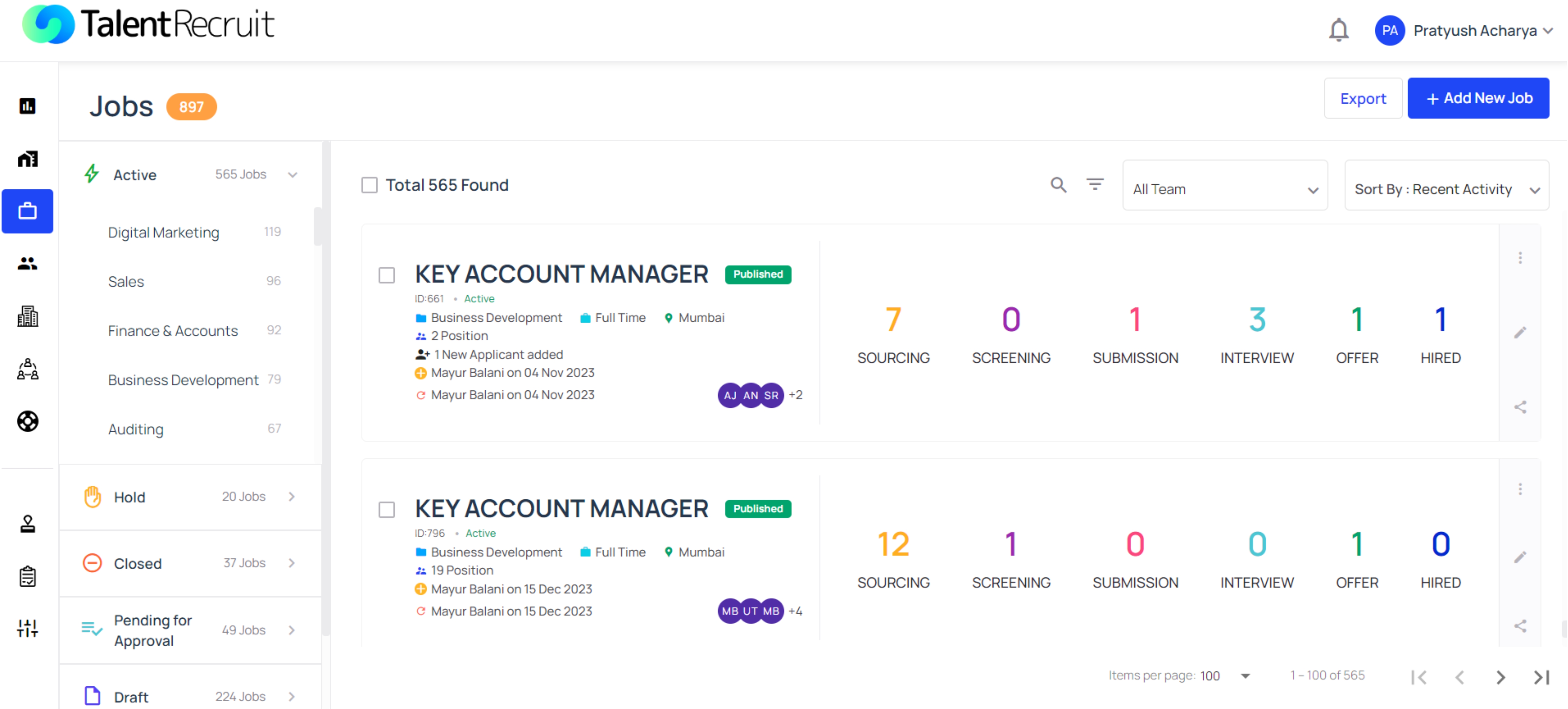 screenshot of TalentRecruit