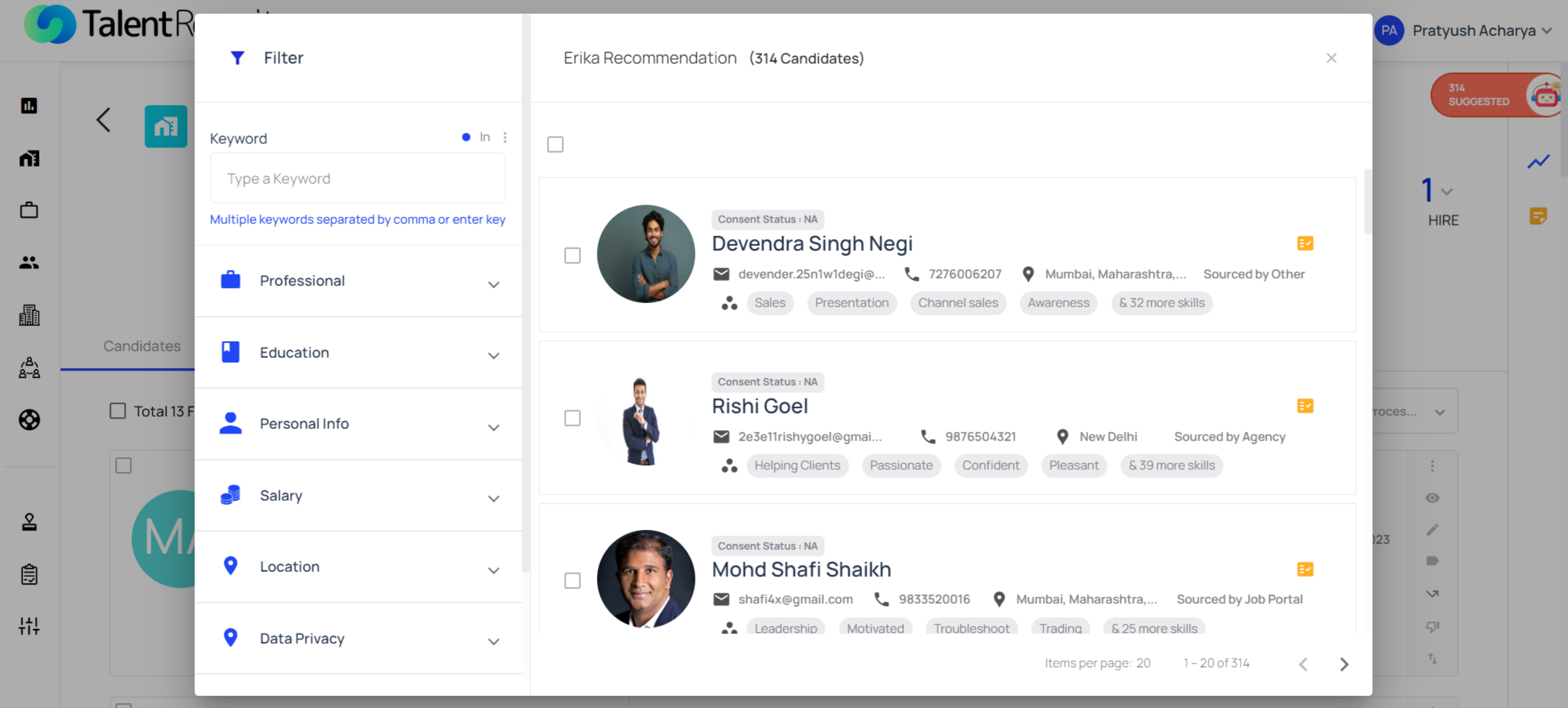screenshot of TalentRecruit