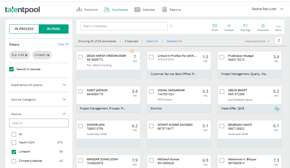 screenshot of Talentpool