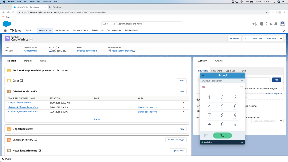 screenshot of Talkdesk