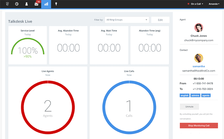 screenshot of Talkdesk