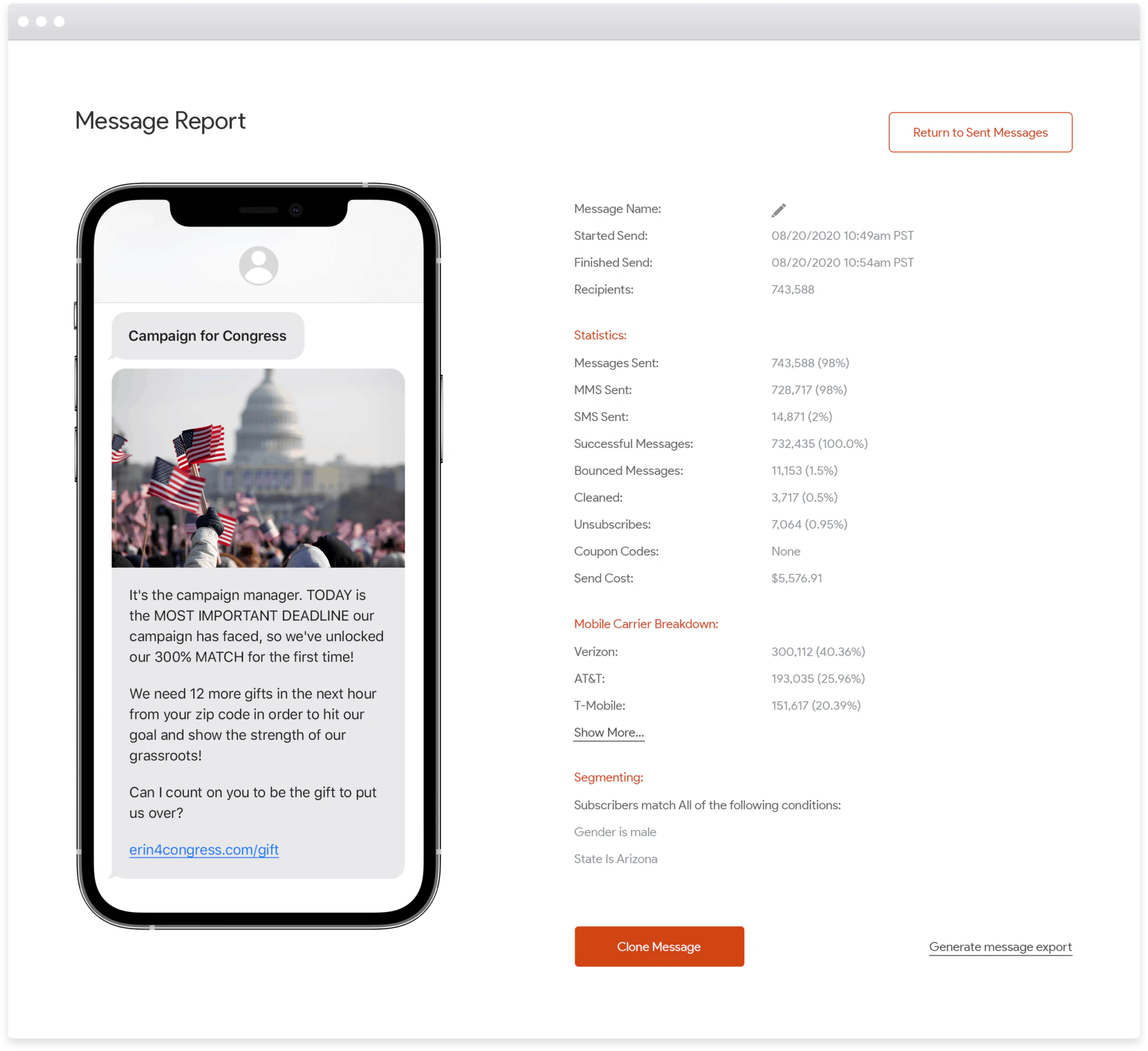 screenshot of Tatango