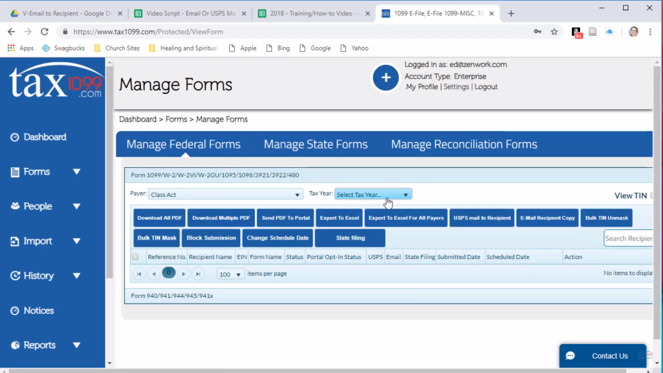 screenshot of Tax1099.com