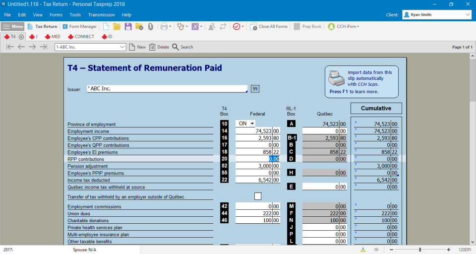 screenshot of Taxprep