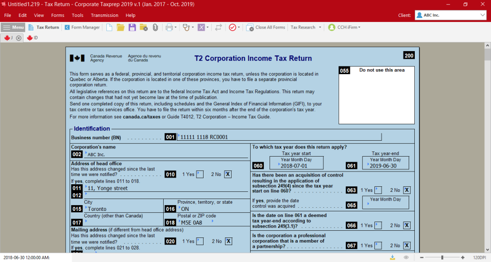 screenshot of Taxprep