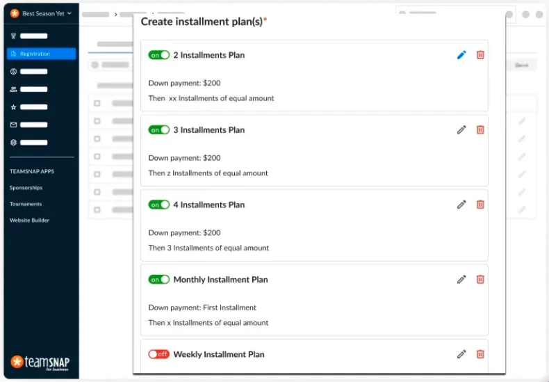 screenshot of TeamSnap