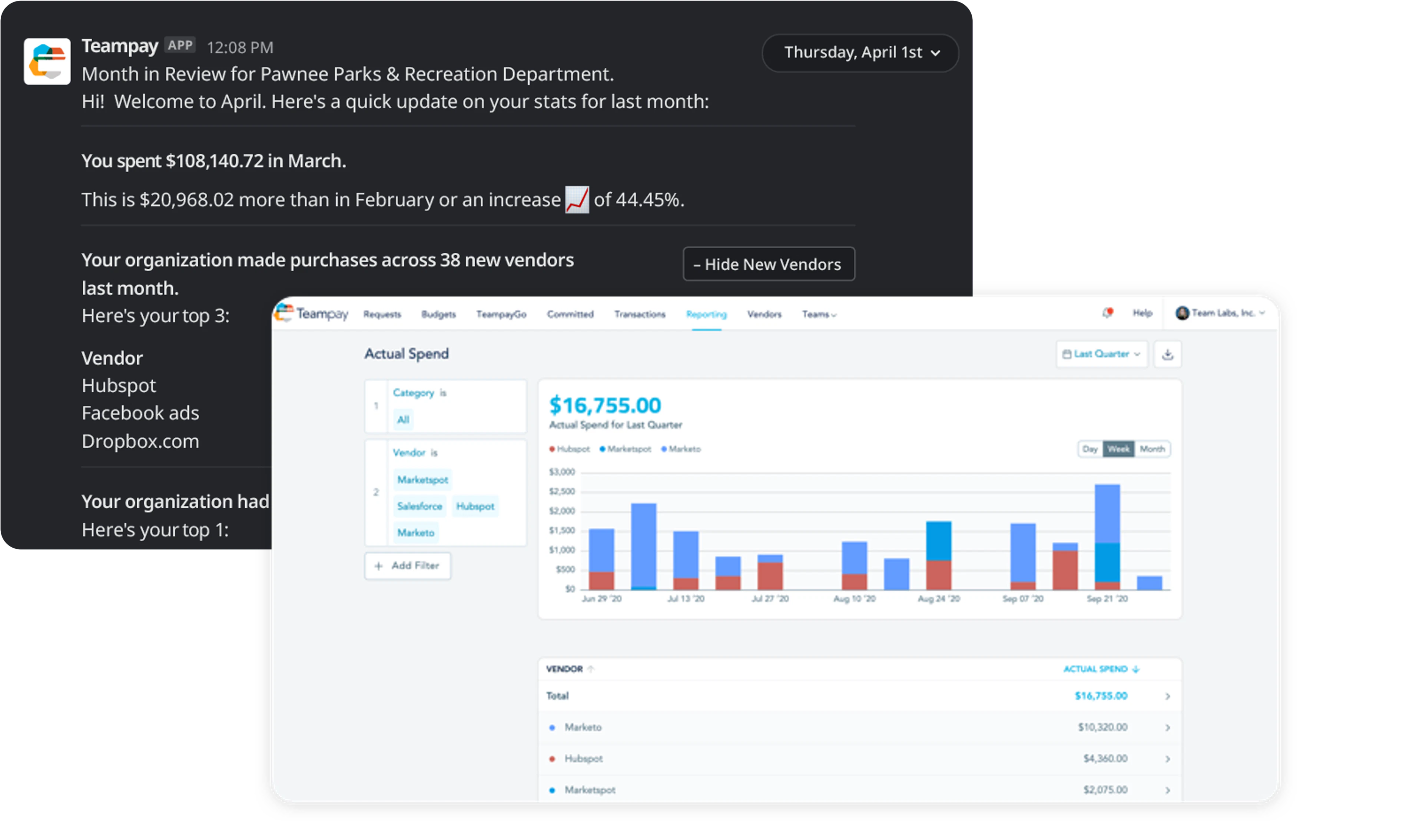 screenshot of Teampay