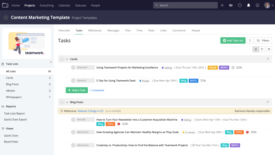 screenshot of Teamwork.com